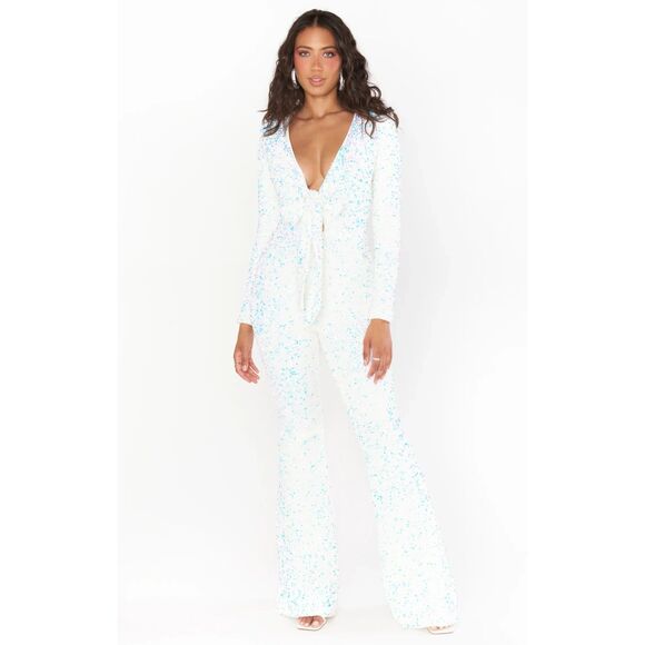 Show Me Your MuMu Sparkling White Jumpsuit - Picture 3 of 13